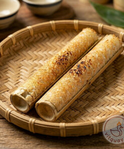 Cơm lam nướng ống nứa dẻo thơm ăn kèm vịt quay da giòn
